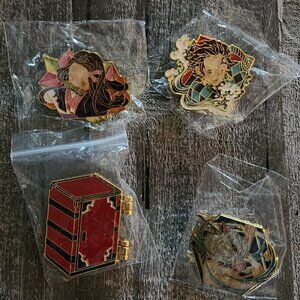 Fan Art Demon Slayer Enamel Pin Set Nezuko Tanjiro Inosuke & Box Design